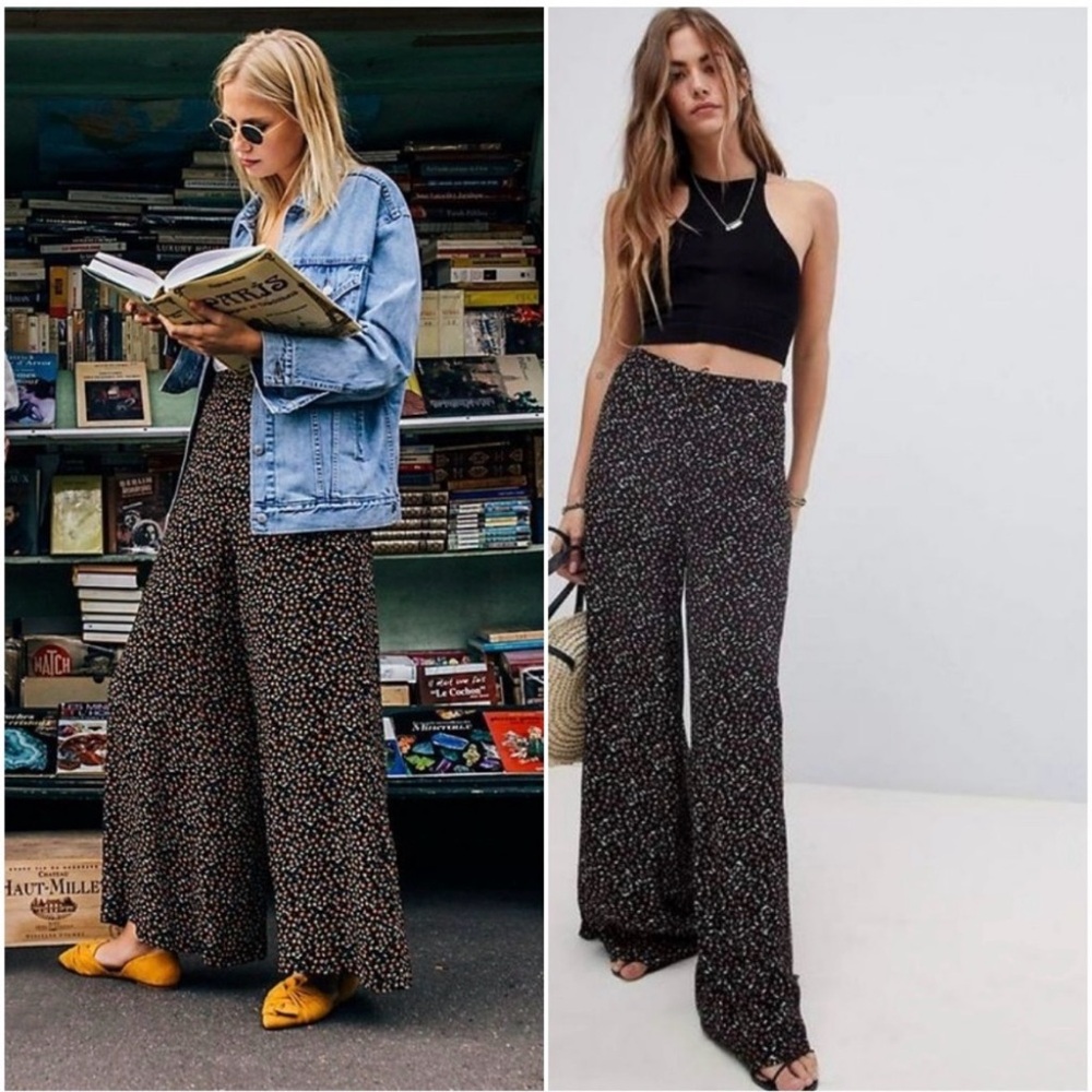 Free People Easy Peasy Cherry Pants size 4 wide leg flowy
